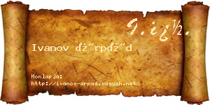 Ivanov Árpád névjegykártya