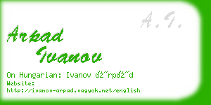 arpad ivanov business card